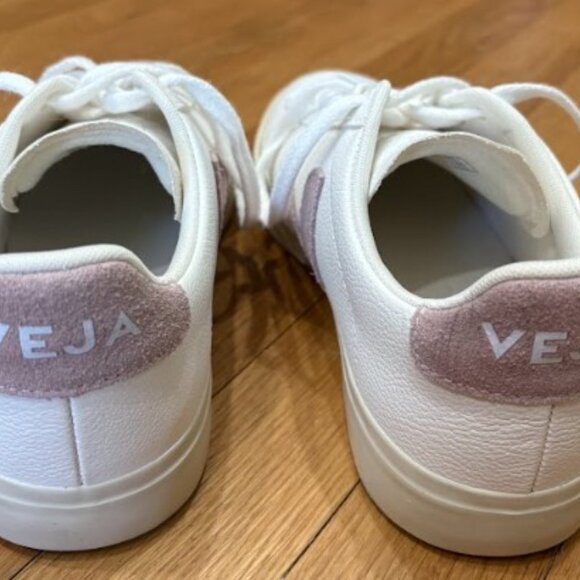 Veja Women's Campo Leather Sneakers in White and Pink - Picture 7 of 8